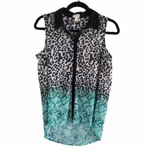 Dynamite Semi-sheet Leopard print and green ombre design tank. EUC